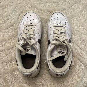 nike air force 1s white, brown, used